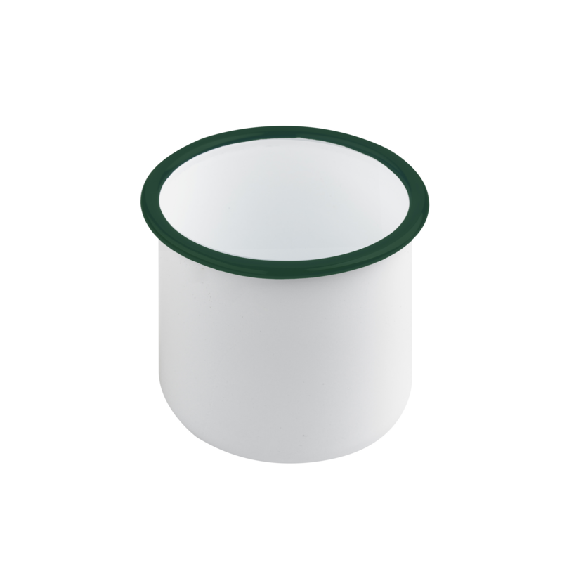 Pot enamel blanc en acier émaillé à bord droit et vert ø 8cm h80mm 350ml, 12pcs