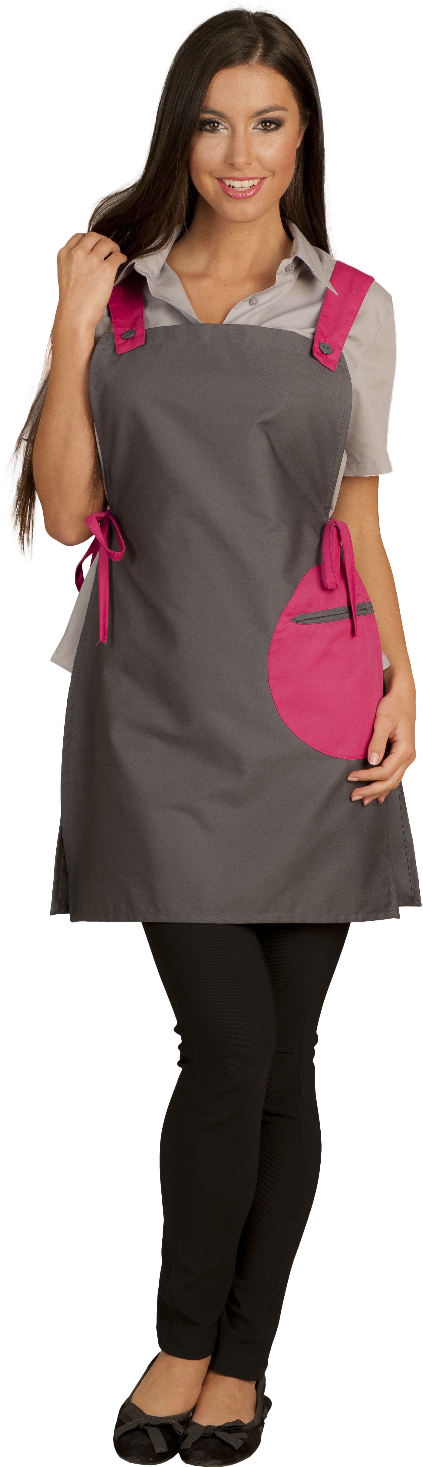 Chasuble bretelle polycoton  gris fuschia