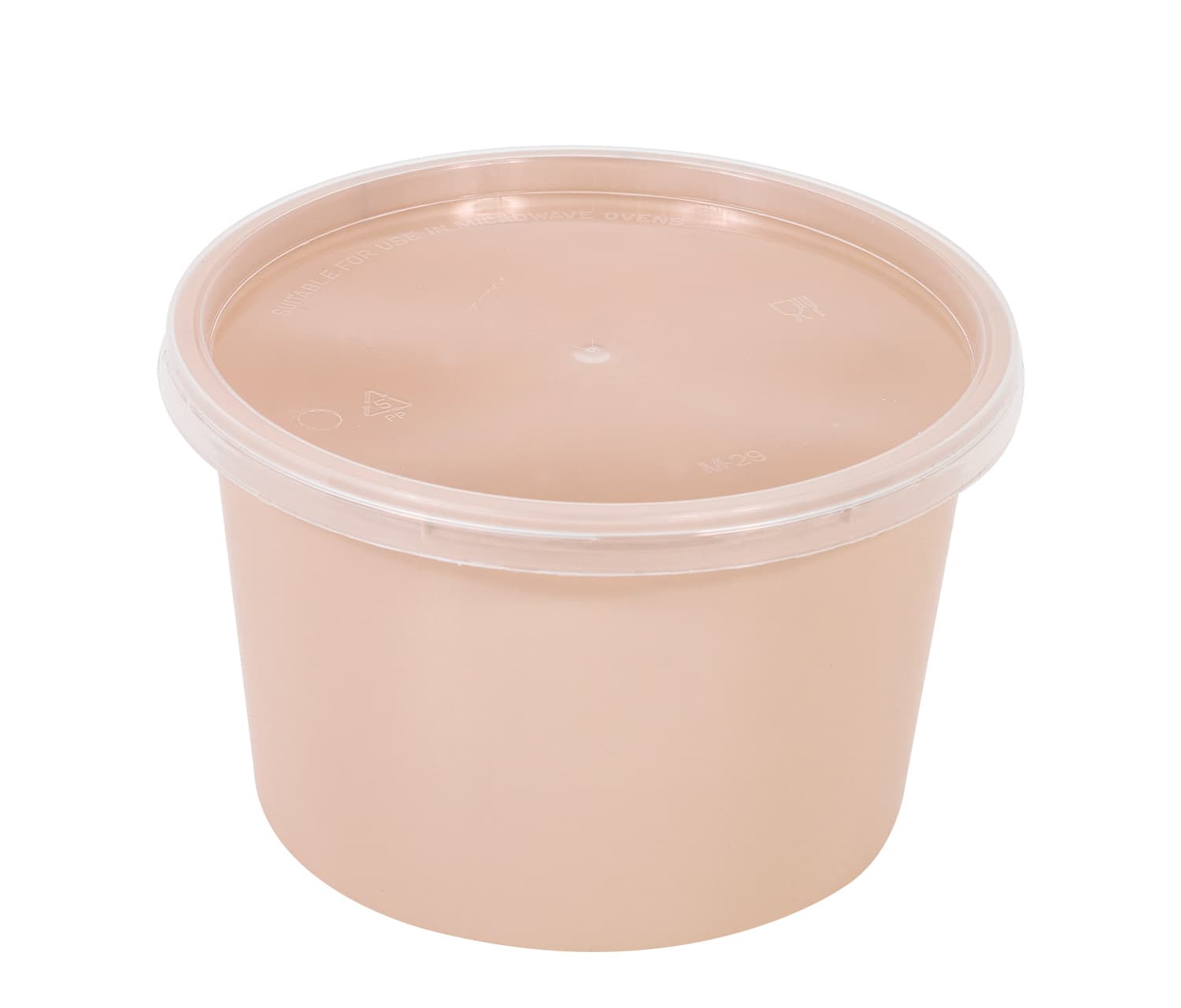 Bol reemp beige en plastique pp avec couvercle transparent  226x154x54mm 600ml, 150pcs