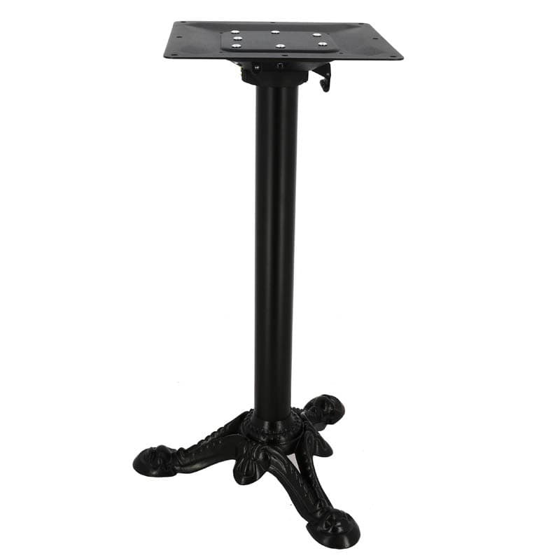Pied de table fonte et acier bistrot noir, embase  3 branches, platine rabattable