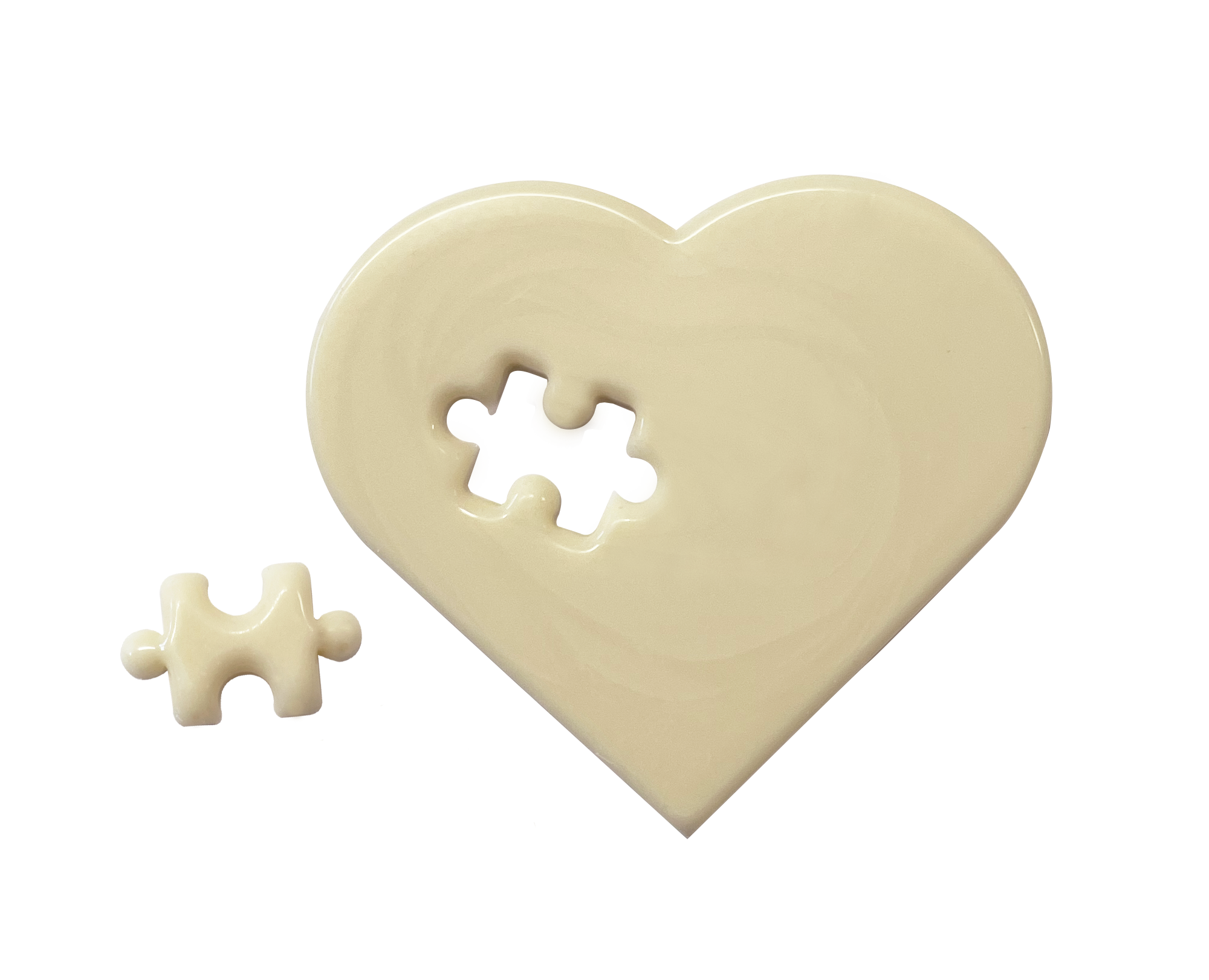 Décor en chocolat "Kit grand cœur puzzle" 71 x 80 mm - Chocolat Blanc - Lot de 45 pièces