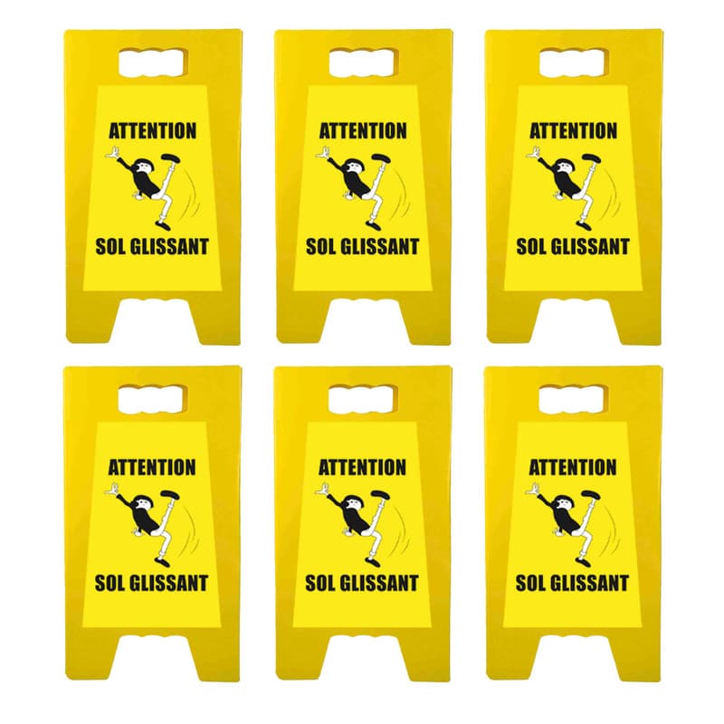 Chevalet de signalisation "attention sol glissant" de dimensions 55 x 31 cm - lot de 6