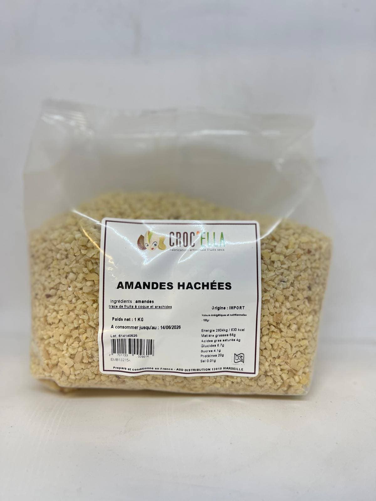 Amandes hachées, sac de 1kg