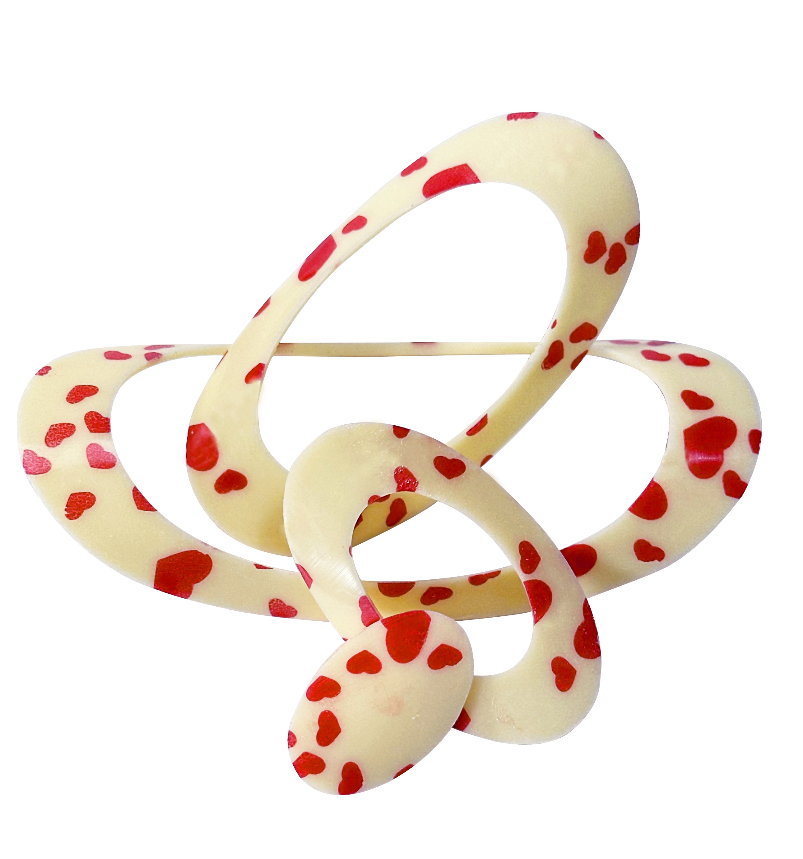 Décor en chocolat "Ovales volume coeurs" 6 tailles - Chocolat Blanc - Lot de 136 pièces (4 x 34)