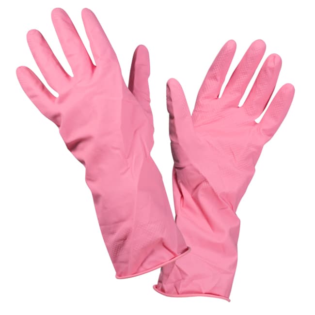 Gants de ménage en latex naturel rose taille s par paire