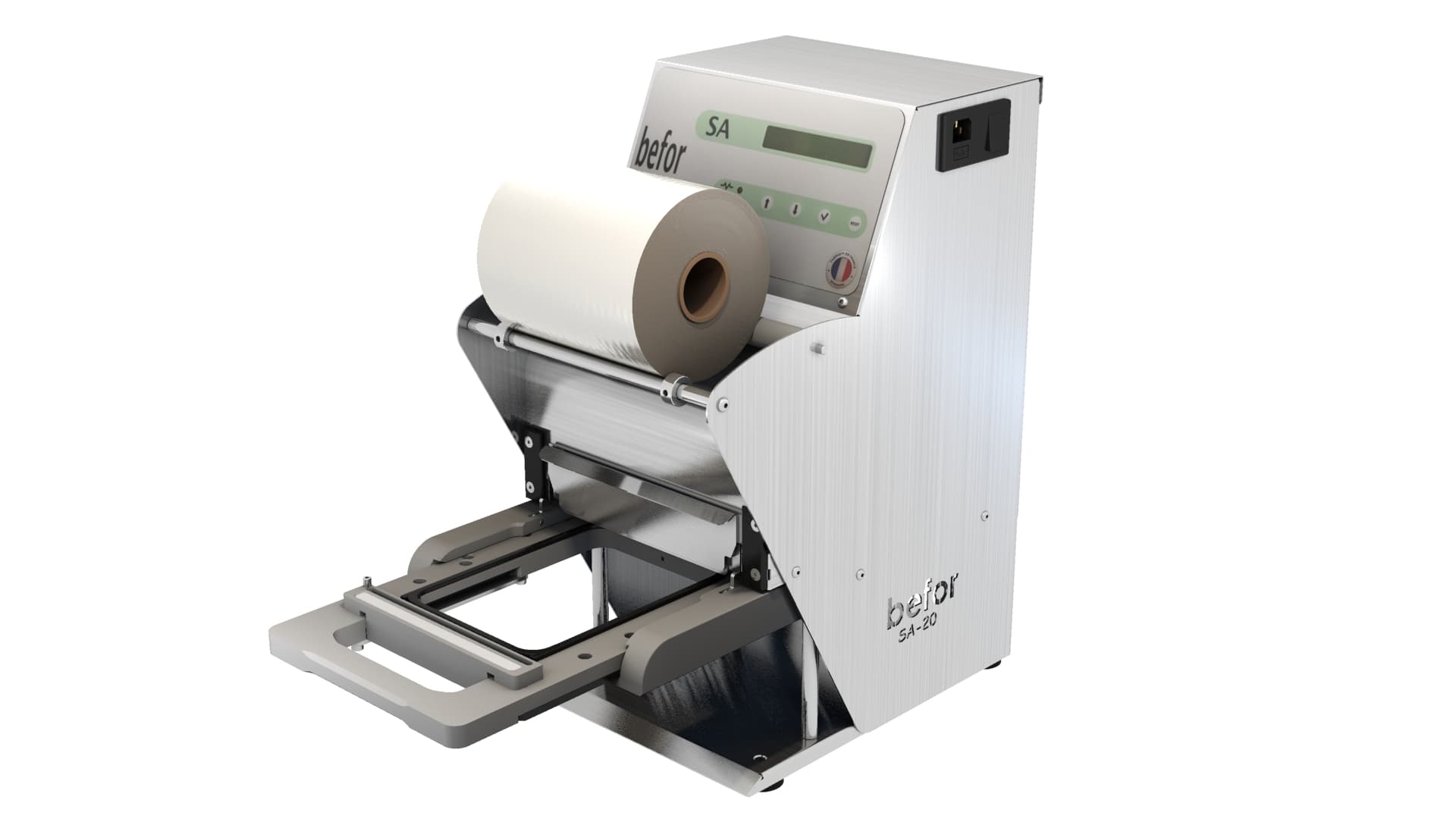 Scelleuse barquette semi-auto. Cltp 192x138 et 138x96 mm