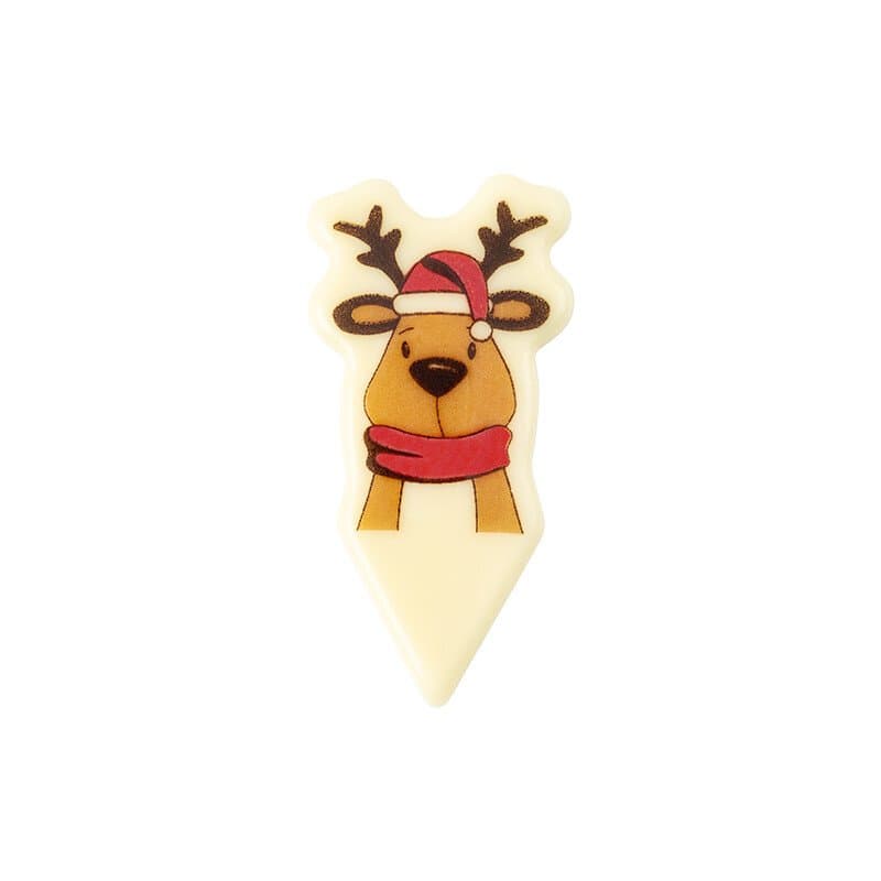 Pic renne choco blanc 3,1 x 6,2 cm