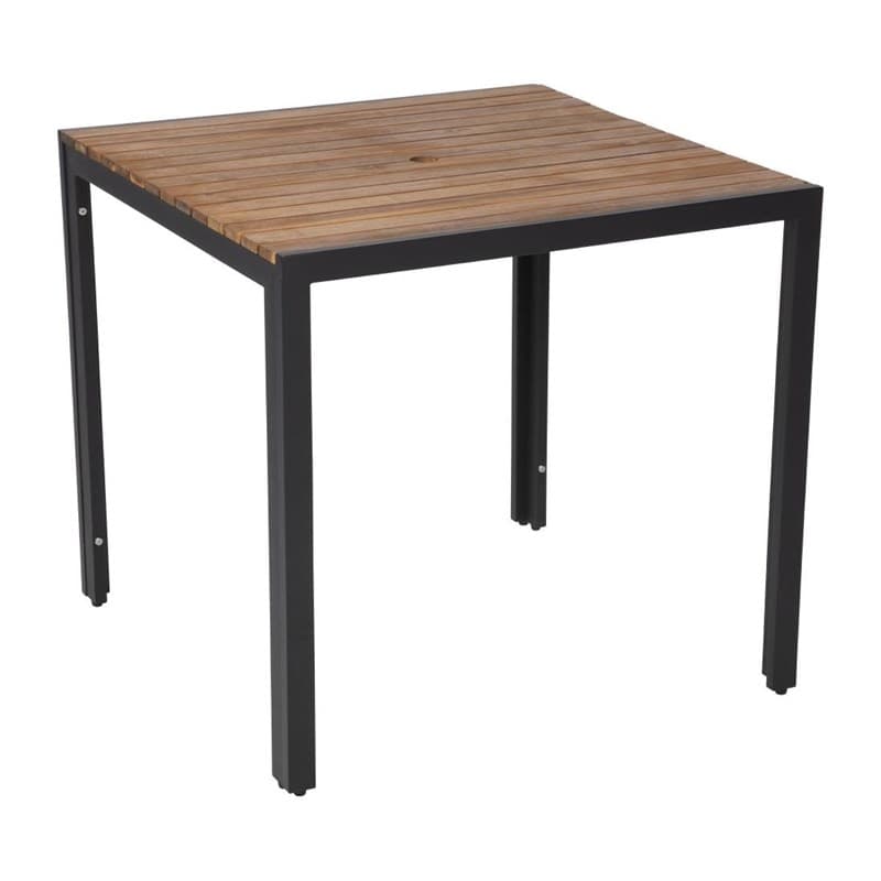 Table carrée en acier et acacia  80 cm