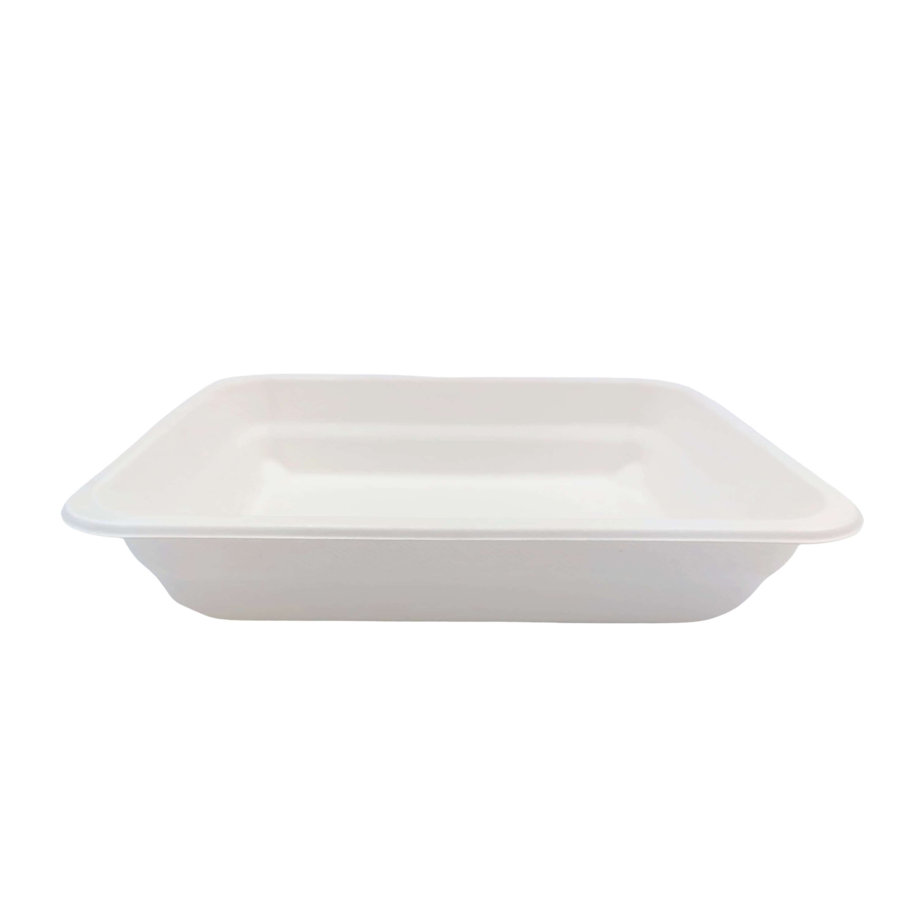 Barquette scellable blanche en pulpe de canne 227x178x45mm 1300ml, 200pcs