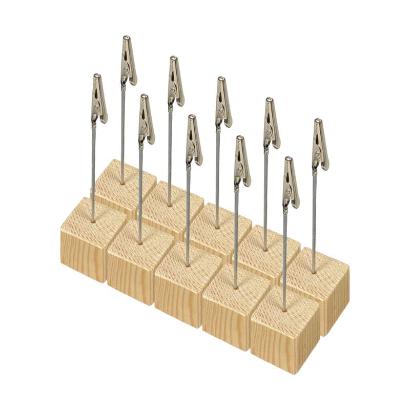 Socle cube en bois brut de dimensions 3,6 x 3,6 x 3,6 cm avec pince crocodile - lot de 10