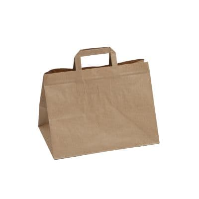 Sac kraft brun à poignée 320x(107.5x2 de soufflets)x240mm par 250 pièces
