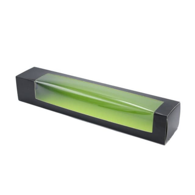 Boîte à 9 macarons avec fenêtre extérieur noir/intérieur vert par 100 pièces