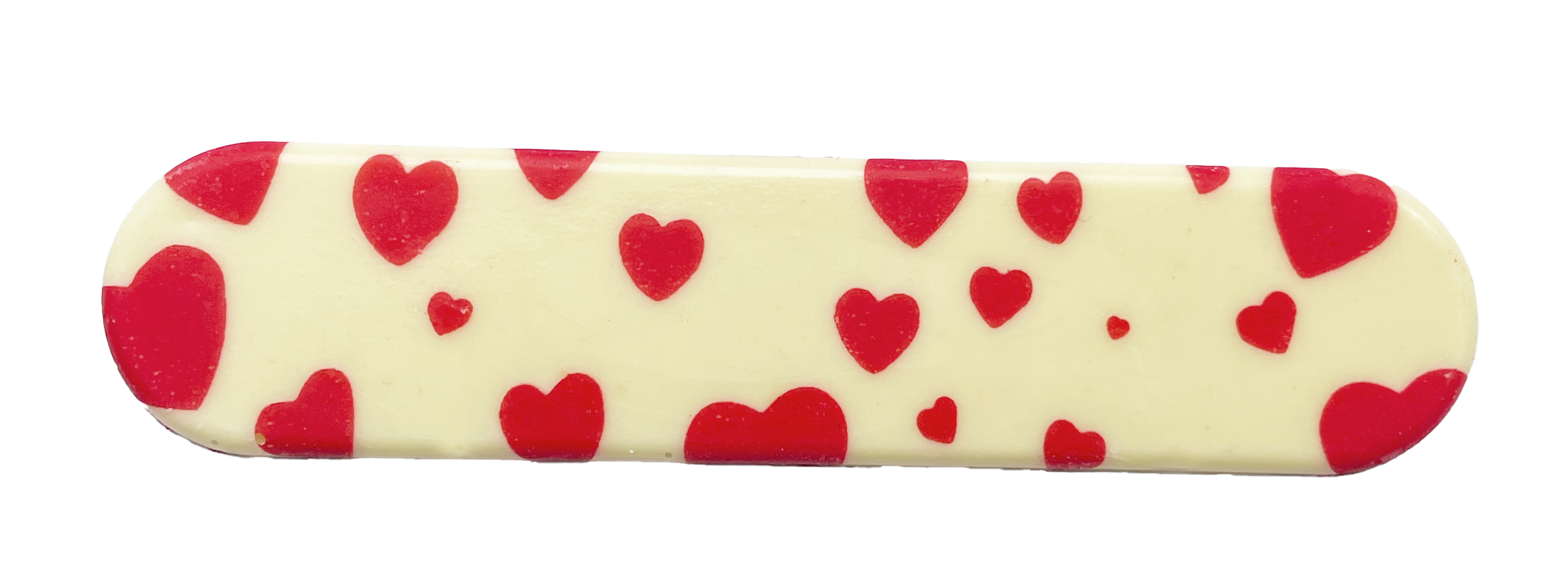 Décor en chocolat "Dessus d'éclair cœurs" 130 x 30 mm - Chocolat Blanc - Lot de 108 pièces