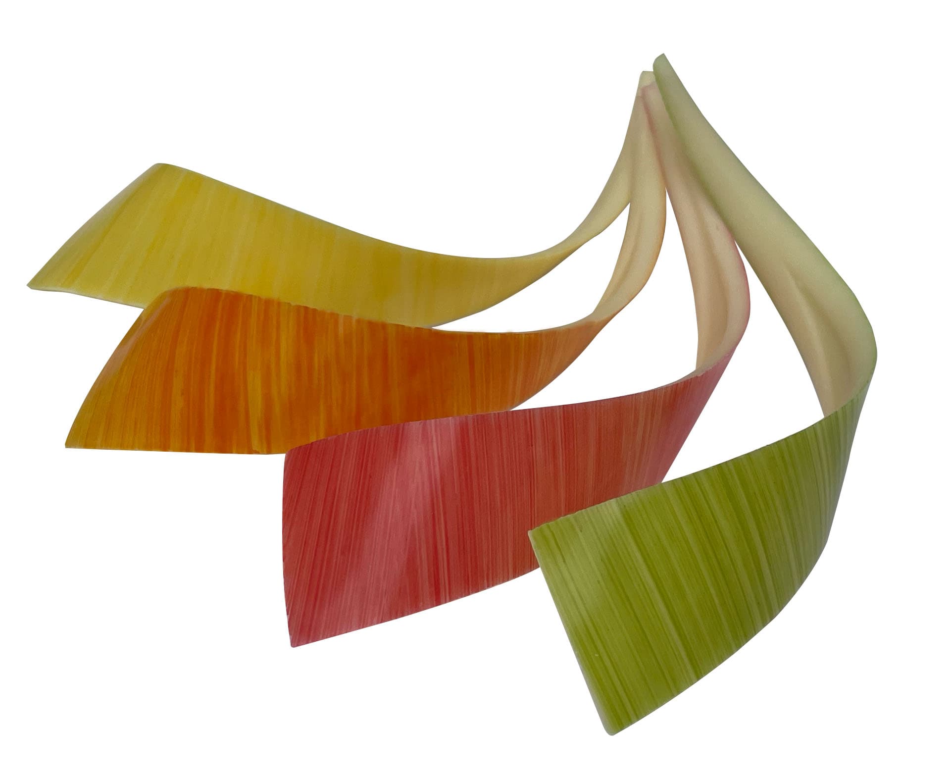 Décor en chocolat "Ruban curve" - Assortiment 4 couleurs jaune/orange/rouge/vert - Lot de 4 x 23 pièces