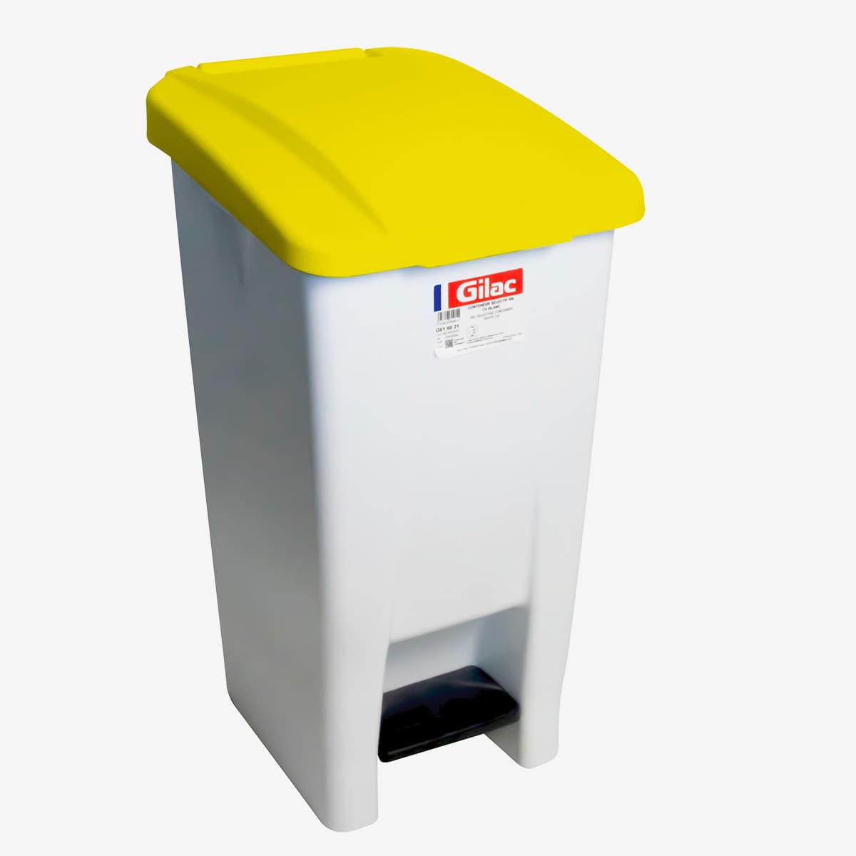 Poubelle éco à pédale 60 l - couvercle jaune