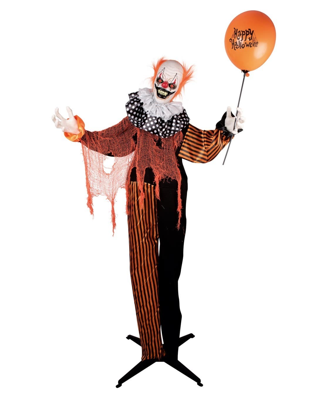 Automate clown maléfique sur pied - animé, sonore, lumineux - 166cm