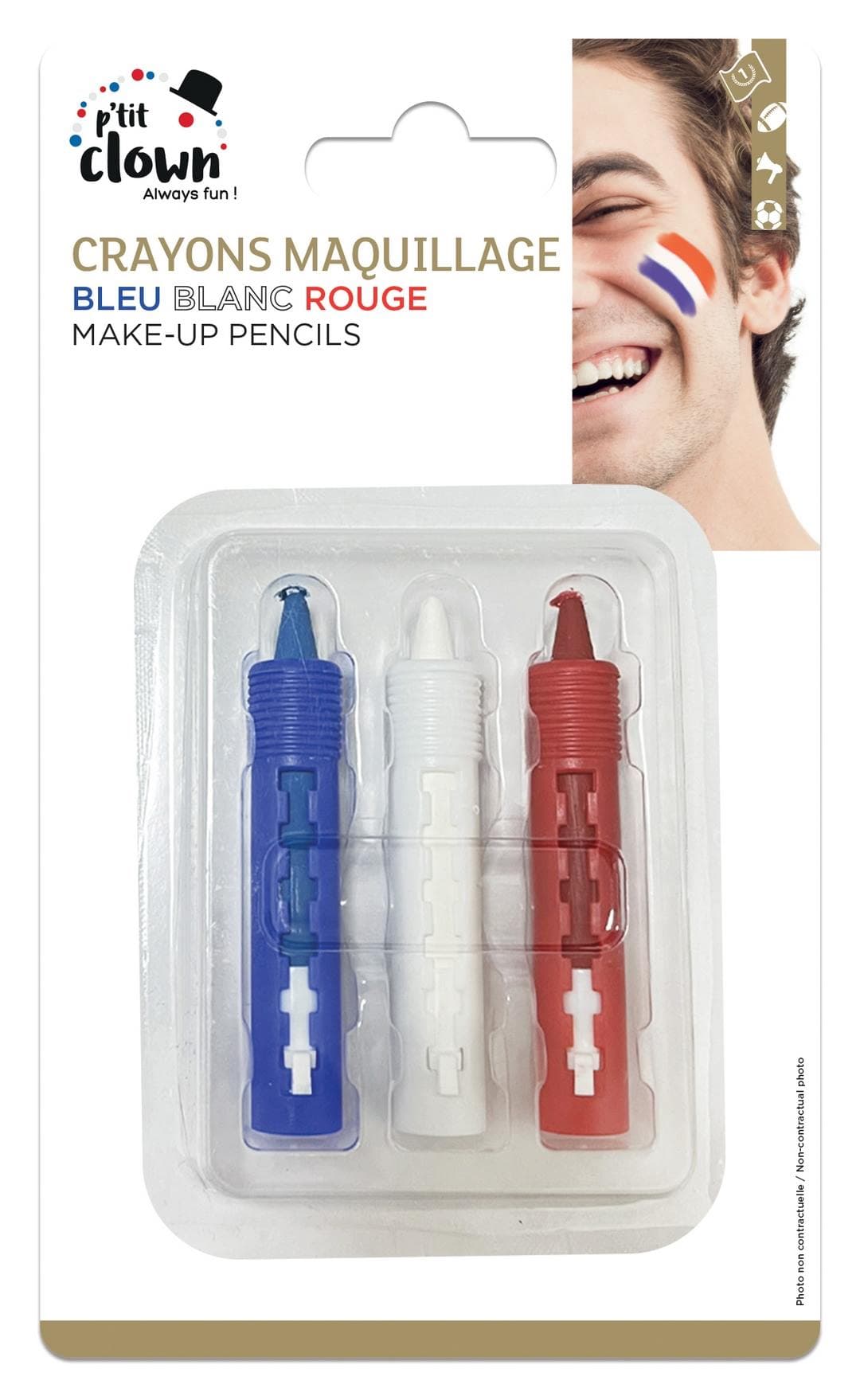 Crayon maquillage à l'eau - bleu, blanc, rouge - lot de 3