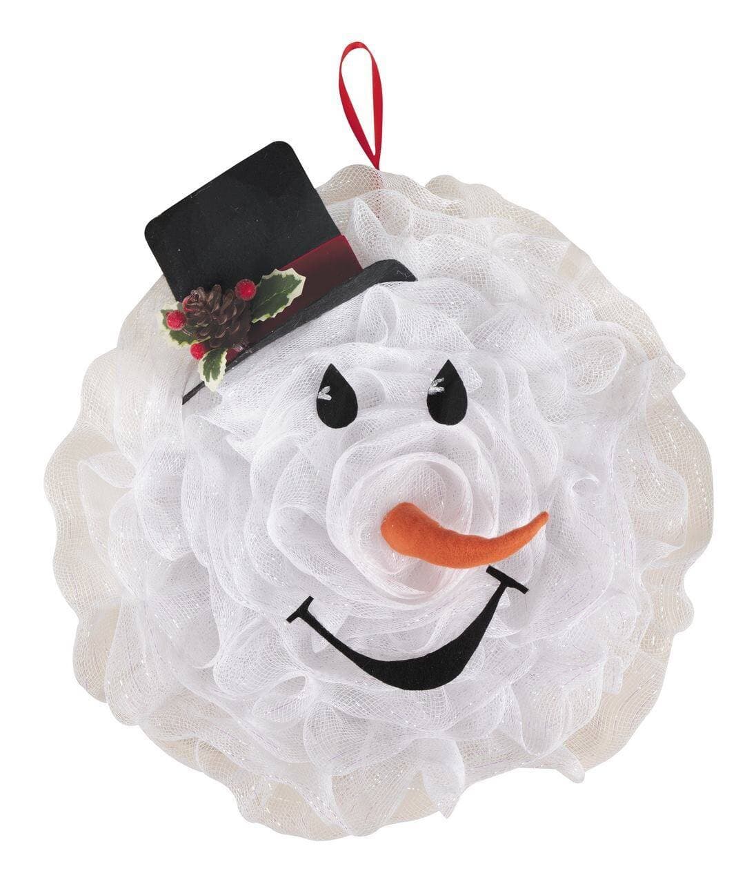 Couronne de porte tête de bonhomme de neige