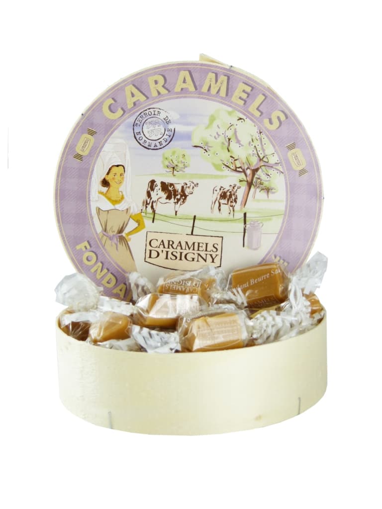 Boîte en bois de fondants au caramel beurre salée 150g caramels d'isigny