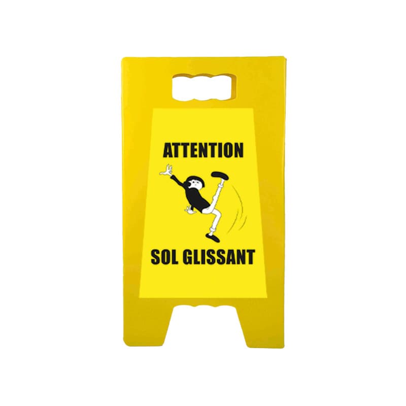 Chevalet de signalisation "attention sol glissant" de dimensions 55 x 31 cm