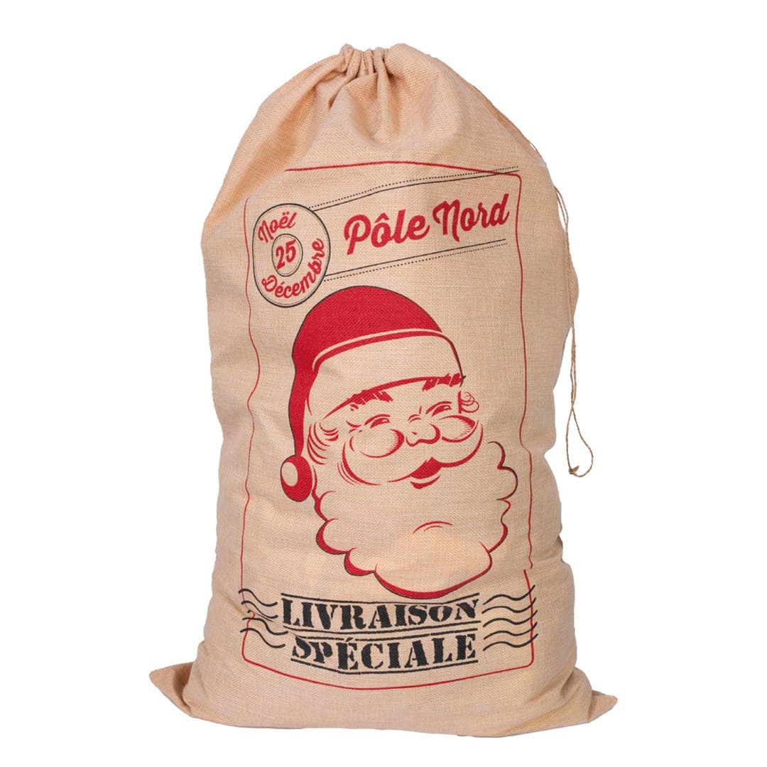 Sac hotte  du père noël - beige