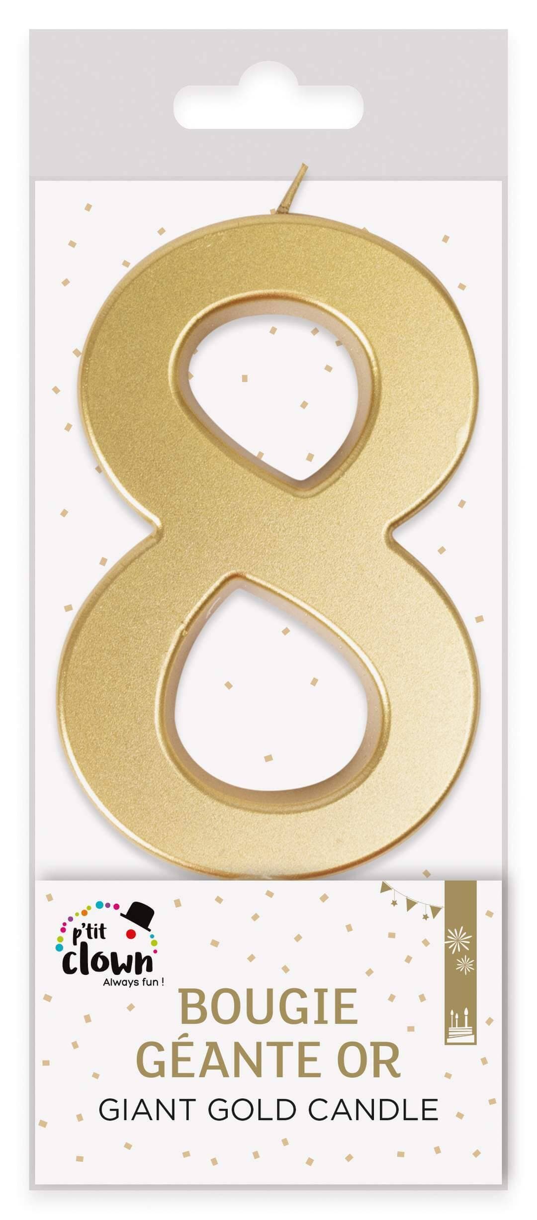 Bougie géante or - chiffre 8