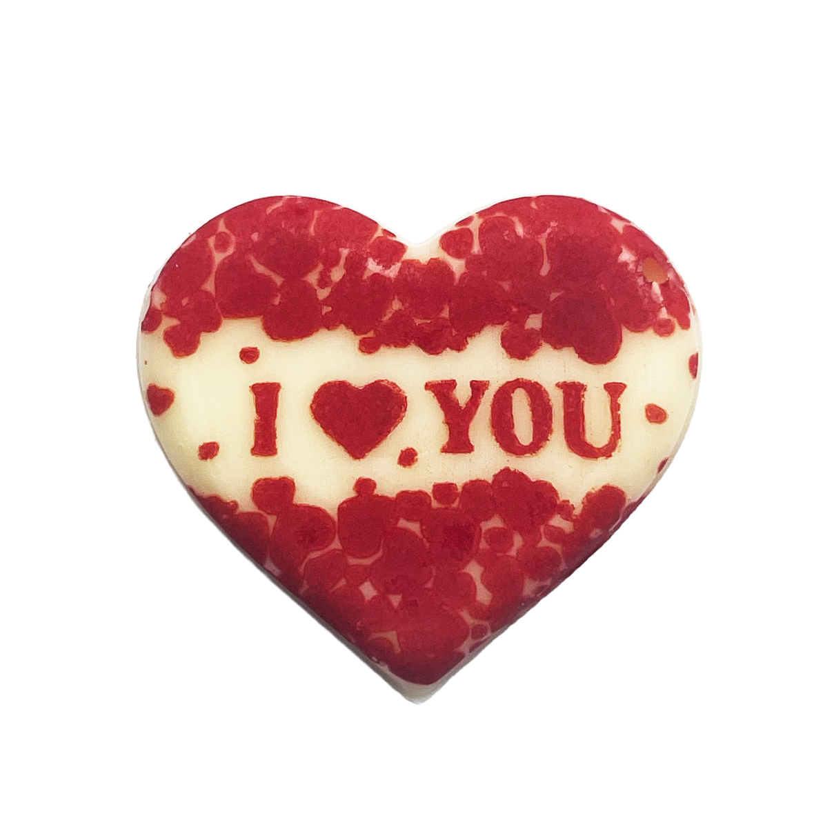Décor en chocolat "Cœur I love You" 27 x 25 mm - Chocolat Blanc - Lot de 216 pièces