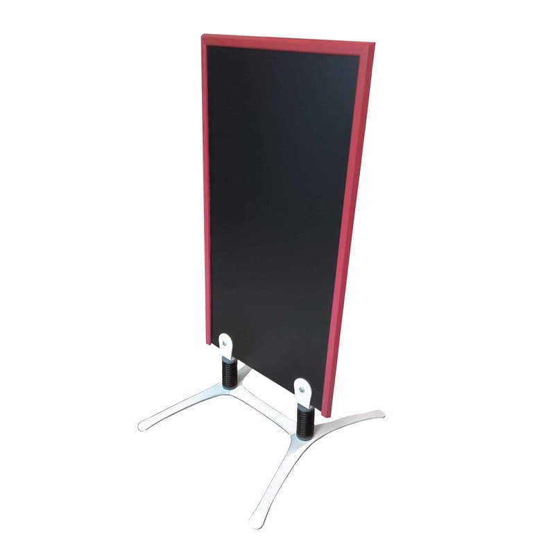 Panneau trottoir sur piétement métal blanc avec cadre bois rouge vin dimensions 120 x 65 cm