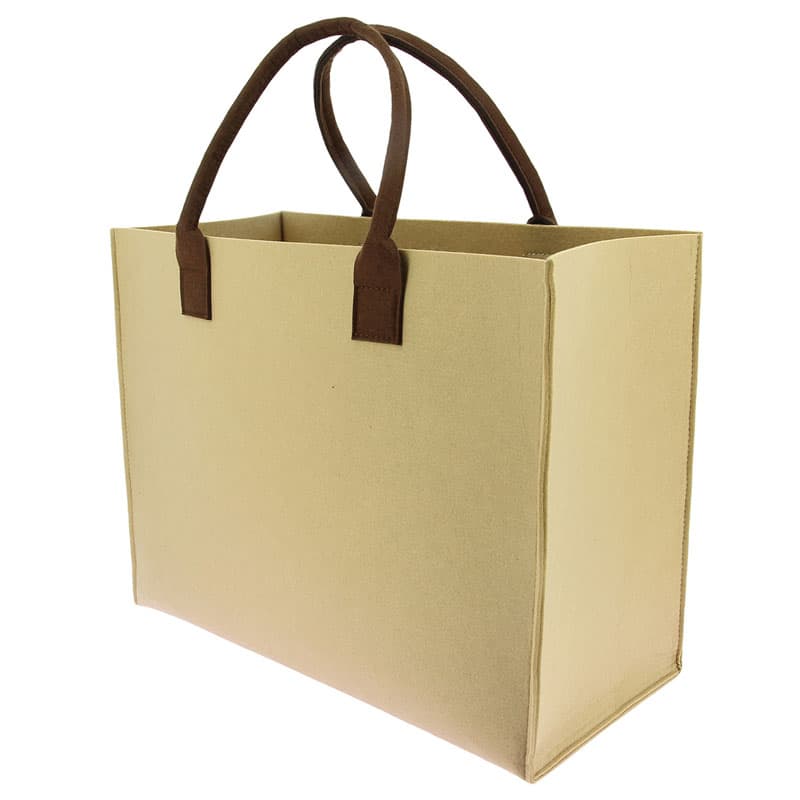 Feutrine sac beige 2 anses textile marron 42x20x33